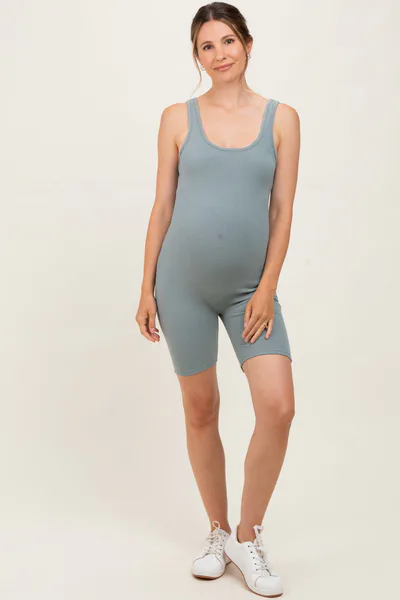 PinkBlush Sage Ribbed Knit Tank Top Maternity Romper