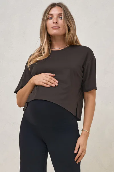 Bae the Label Into It Crop Tee - Espresso