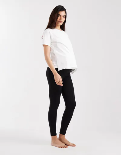ASOS Mamalicious Maternity seamless active leggings with foldable post-bump waistband in black