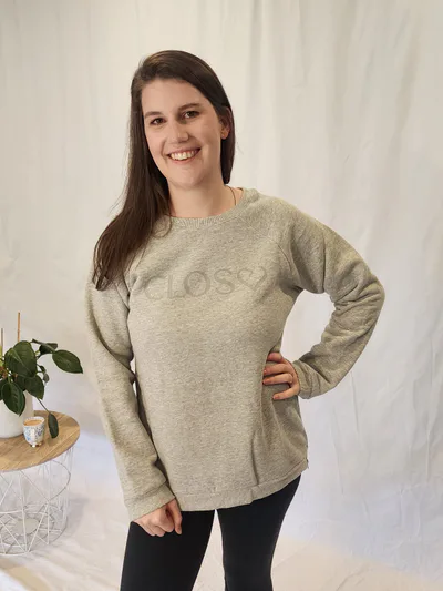 Close to the Heart Zip Crew Sweatshirt - Grey Marle