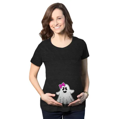 Target Maternity Baby Girl Ghost Pregnancy T Shirt Cute Funny Halloween Disguise Tee - Crazy Dog Maternity T Shirt For Halloween Season Black S