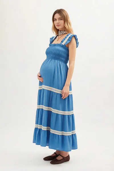 For The Creators Aubrie Maternity Dress in blue