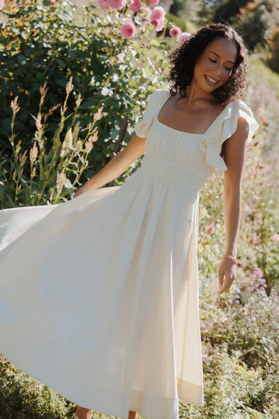 Petal & Pup Linda Midi Dress - Butter Yellow