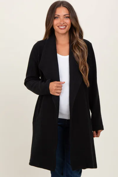PinkBlush Black Knit Relaxed Fit Maternity Coat Jacket