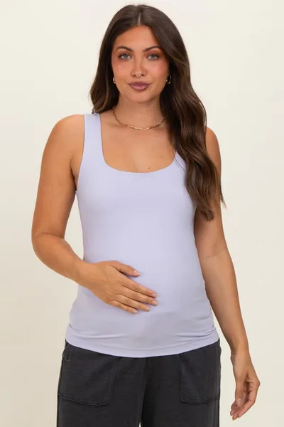 PinkBlush Lavender Square Neckline Maternity Active Tank Top
