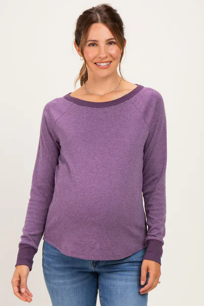 PinkBlush Plum Brushed Knit Long Sleeve Maternity Top