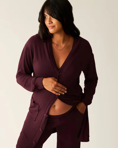 Kindred Bravely CozyKnit Long Cardigan | Deep Burgundy