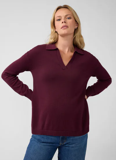 Ingrid & Isabel Polo Collar Knit Maternity Nursing Sweater