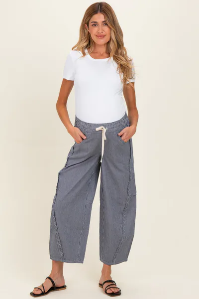 PinkBlush Navy Striped Relaxed Fit Maternity Pants