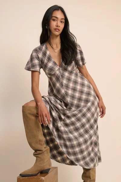 For The Creators Rowena Gingham Midi Dress