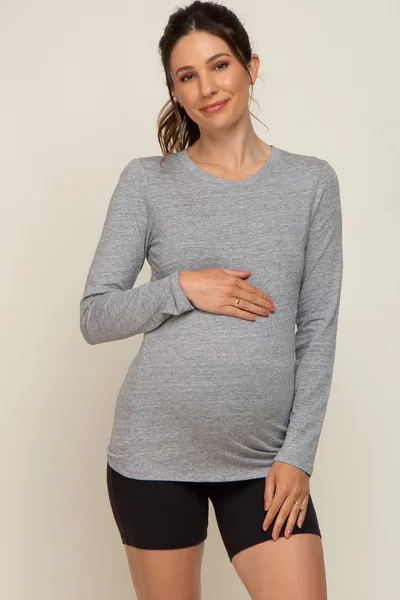 PinkBlush Heather Grey Long Sleeve Maternity Top