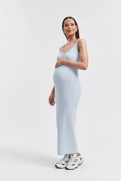 Legoe Heritage Ribbed Singlet Maxi Dress (Pale Blue) - FINAL SALE