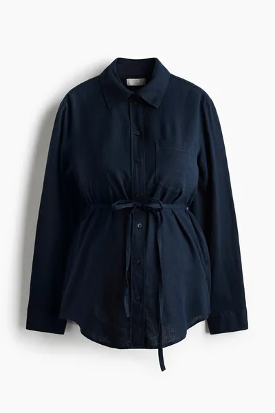 H&M MAMA Linen-Blend Shirt