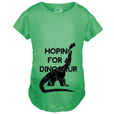 Target Maternity Hoping for a Dinosaur Funny Baby Pregnancy Announcement T shirt - Crazy Dog Maternity T Shirt With Dinosaur Sayings Green L