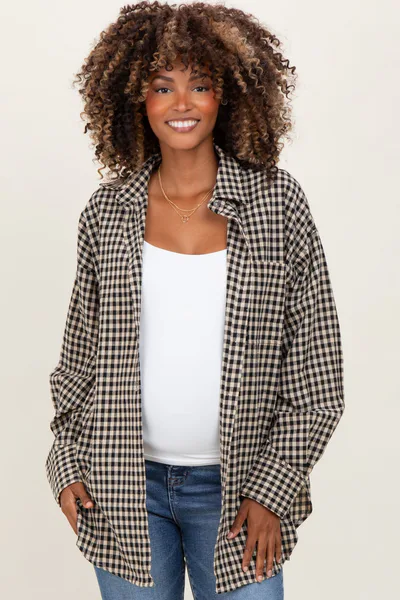 PinkBlush Black Gingham Maternity Button Down Shirt