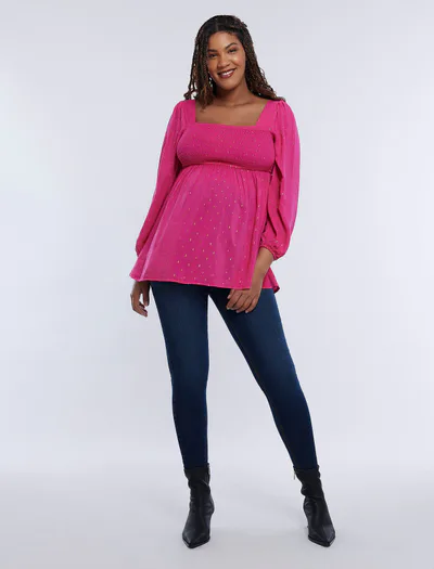 Motherhood Maternity Long Sleeve Mocked Empire Waist Top
