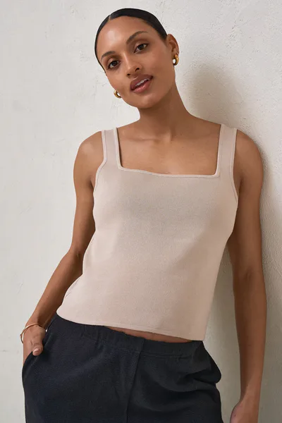 Bae the Label About That Base Knit Crop -Taupe