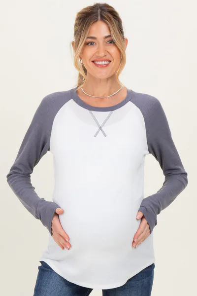 PinkBlush Navy Raglan Long Sleeve Maternity T-Shirt