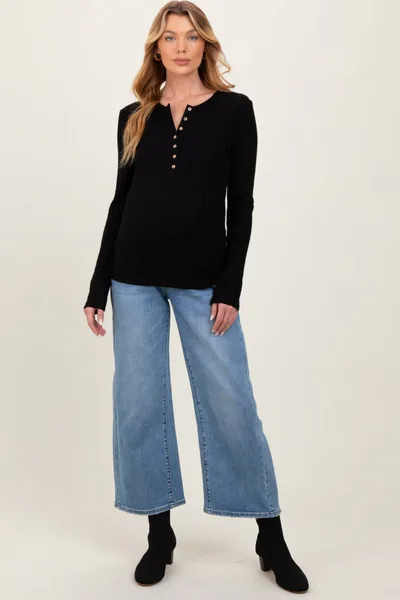 PinkBlush Blue Vintage Wash Wide Leg Maternity Jeans
