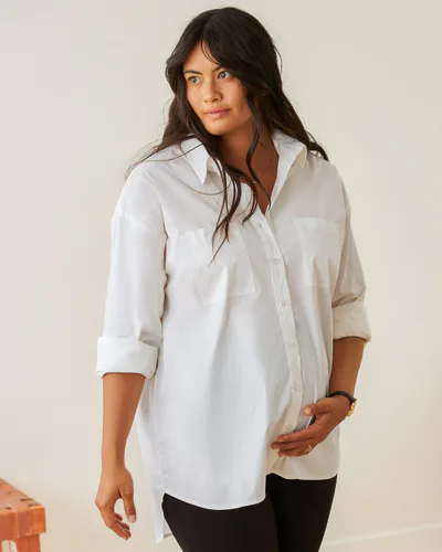 Kindred Bravely Poplin Maternity & Nursing Button Up Shirt