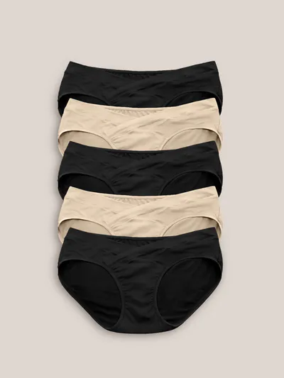 Milk & Baby Under-the-Bump Bikini Underwear Pack | Low Rise Style - Neutrals