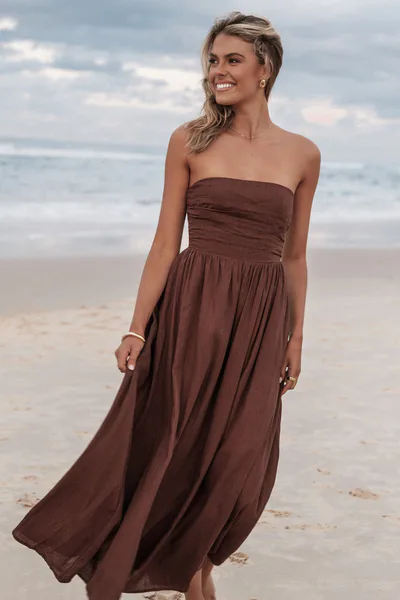 Petal & Pup Kayt Strapless Dress - Chocolate Brown