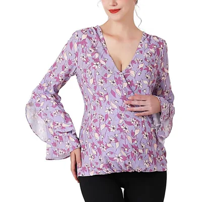 Target Pokkori Women's Maternity V-Neck Nursing Blouse Multicolored Large
