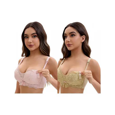 Kohl's 2 Packs Nursing Bra for Women's Lace V Neck Wirefree Light and Breathable Bralette