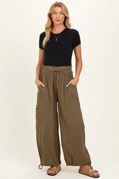 PinkBlush Olive Tie Hem Maternity Pants