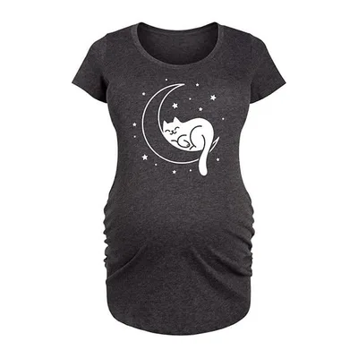 Kohl's Maternity Cat Sleeping On Moon Graphic Tee