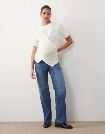 ASOS Vero Moda Maternity Tessa wide leg jeans in medium blue wash