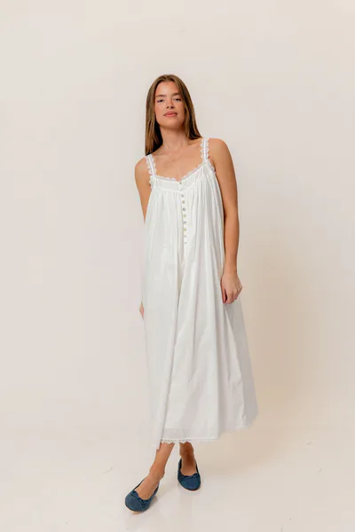 Worth Collective Reese 100% Cotton House Dress in Ivory - Bump Friendly