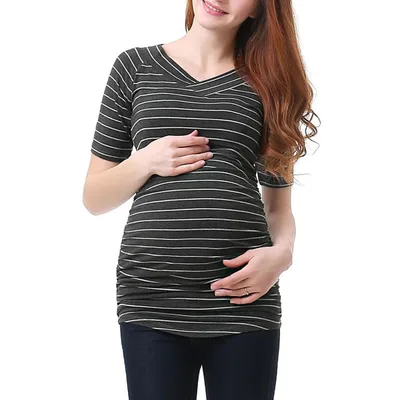 Target Pokkori Stripe Ruched Maternity Top Gray Small