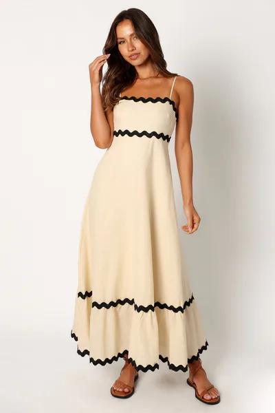 Petal & Pup Yana Maxi Dress - Cream Black