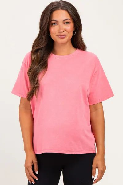 PinkBlush Pink Maternity Crew Neck T-Shirt