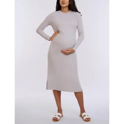 Target Women's Crew Neck Rib Knit Long Sleeve Column Dress - Opal - Size: Small - Motherhood Maternity