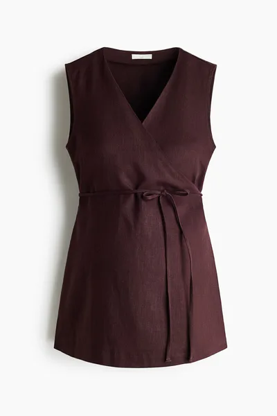 H&M MAMA Linen-Blend Wrap Top