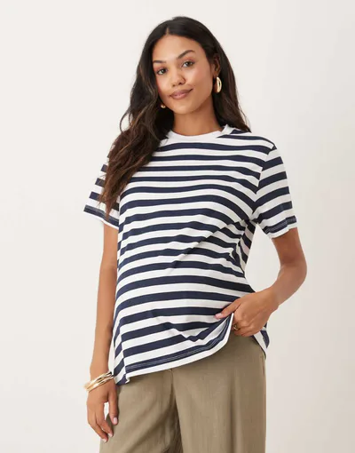 ASOS regular fit t-shirt in navy stripes