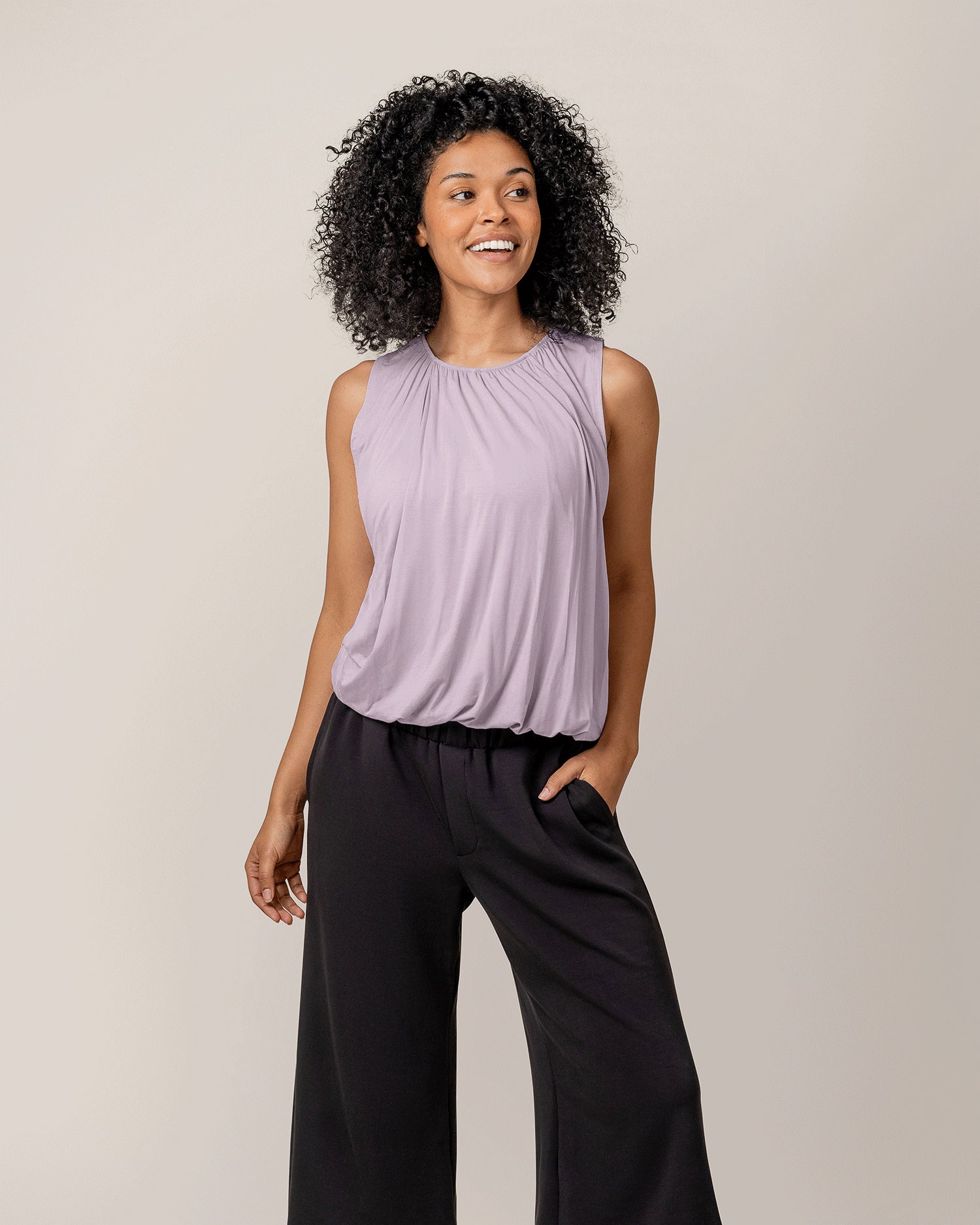 Kindred Bravely Piper Bubble Hem Nursing Tank | Lavender Mist