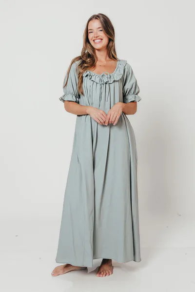 Worth Collective Audrey Maxi Dress in Sage - Bump Friendly