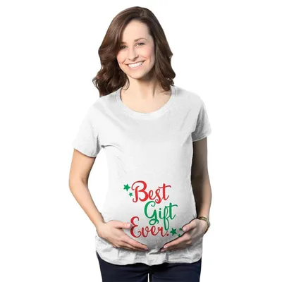 Target Maternity Best Gift Ever T Shirt Funny Christmas Present Bump New Pregnancy Tee - Crazy Dog Maternity T Shirt Gift For Christmas White S