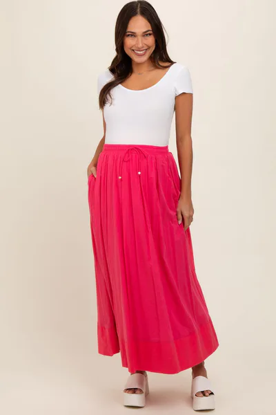 PinkBlush Magenta Colorblock Maternity Maxi Skirt