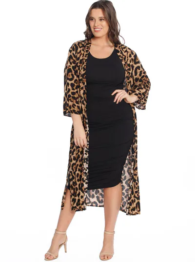 Angel Maternity Maternity Long Cardigan in Leopard Print