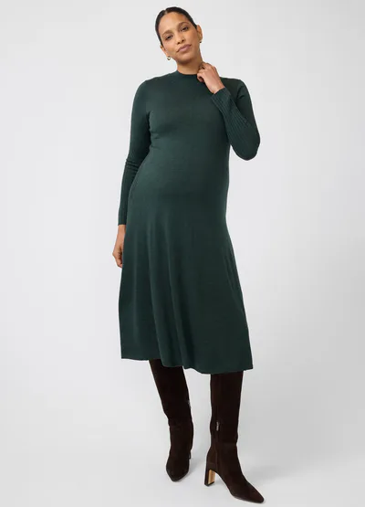 Ingrid & Isabel Long Sleeve Fit-and-Flare Sweater Maternity Midi Dress