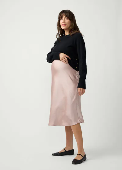 Ingrid & Isabel The Satin Slip Midi Maternity Skirt