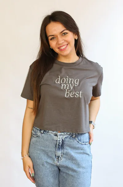 Milk & Baby Cropped Embroidered Nursing Friendly Tee