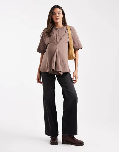 ASOS wide leg dad jeans in washed black