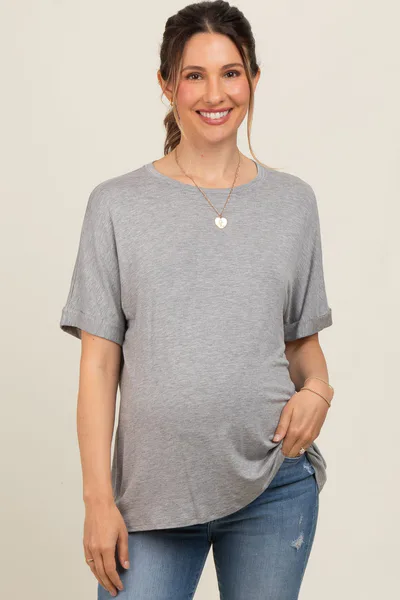 PinkBlush Heather Grey Relaxed Fit Maternity T-Shirt