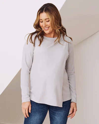 Angel Maternity Madeline Long Sleeve Nursing Brushed Knit Top