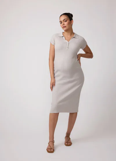 Ingrid & Isabel Polo Knit Maternity Midi Dress
